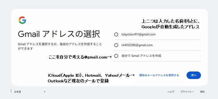 アドレス入力欄の例